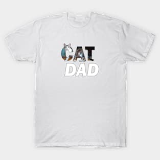 CAT DAD - grey and white tabby oil painting word art T-Shirt